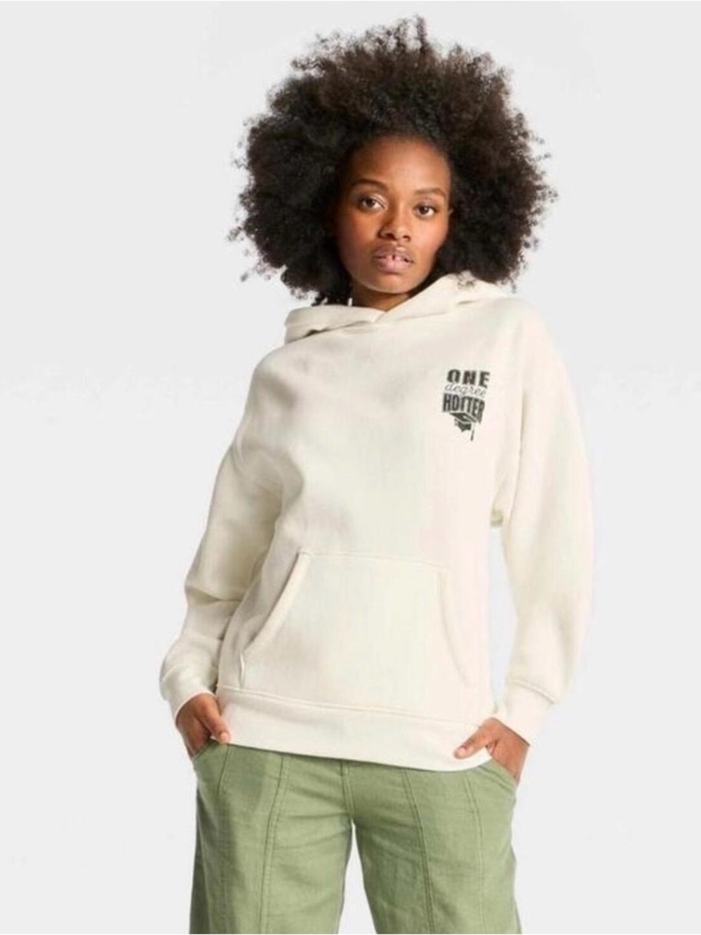 Wild Fable Oversized “One Degree Hotter” Hoodie Cream XS